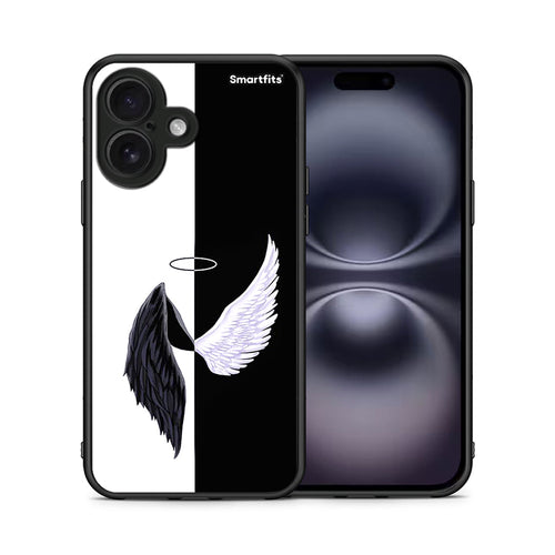 Θήκη iPhone 16 Angels Demons από τη Smartfits με σχέδιο στο πίσω μέρος και μαύρο περίβλημα | iPhone 16 Angels Demons case with colorful back and black bezels