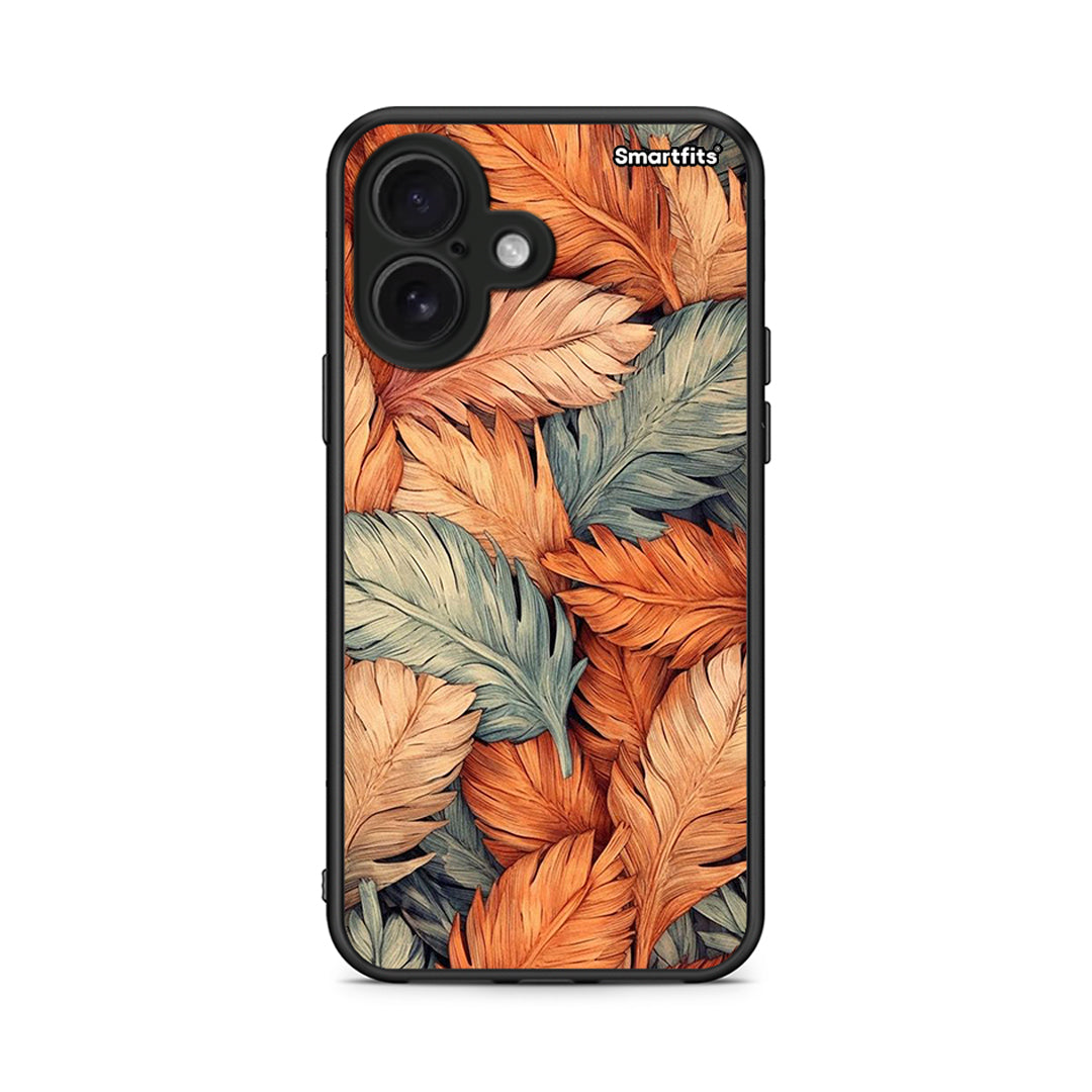 iPhone 16 Autumn Leaves Θήκη από τη Smartfits με σχέδιο στο πίσω μέρος και μαύρο περίβλημα | Smartphone case with colorful back and black bezels by Smartfits
