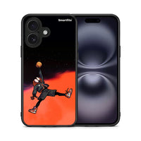 Thumbnail for Θήκη iPhone 16 Basketball Hero από τη Smartfits με σχέδιο στο πίσω μέρος και μαύρο περίβλημα | iPhone 16 Basketball Hero case with colorful back and black bezels