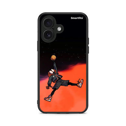 iPhone 16 Basketball Hero θήκη από τη Smartfits με σχέδιο στο πίσω μέρος και μαύρο περίβλημα | Smartphone case with colorful back and black bezels by Smartfits