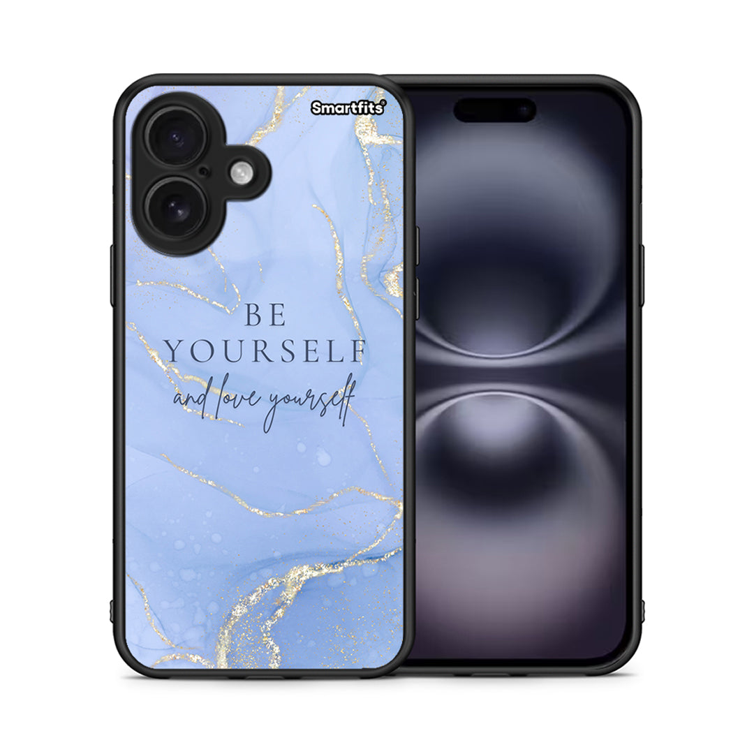 Θήκη iPhone 16 Be Yourself από τη Smartfits με σχέδιο στο πίσω μέρος και μαύρο περίβλημα | iPhone 16 Be Yourself case with colorful back and black bezels