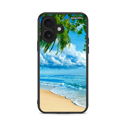iPhone 16 Beautiful Beach θήκη από τη Smartfits με σχέδιο στο πίσω μέρος και μαύρο περίβλημα | Smartphone case with colorful back and black bezels by Smartfits