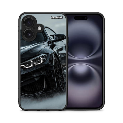 Θήκη iPhone 16 Black BMW από τη Smartfits με σχέδιο στο πίσω μέρος και μαύρο περίβλημα | iPhone 16 Black BMW case with colorful back and black bezels