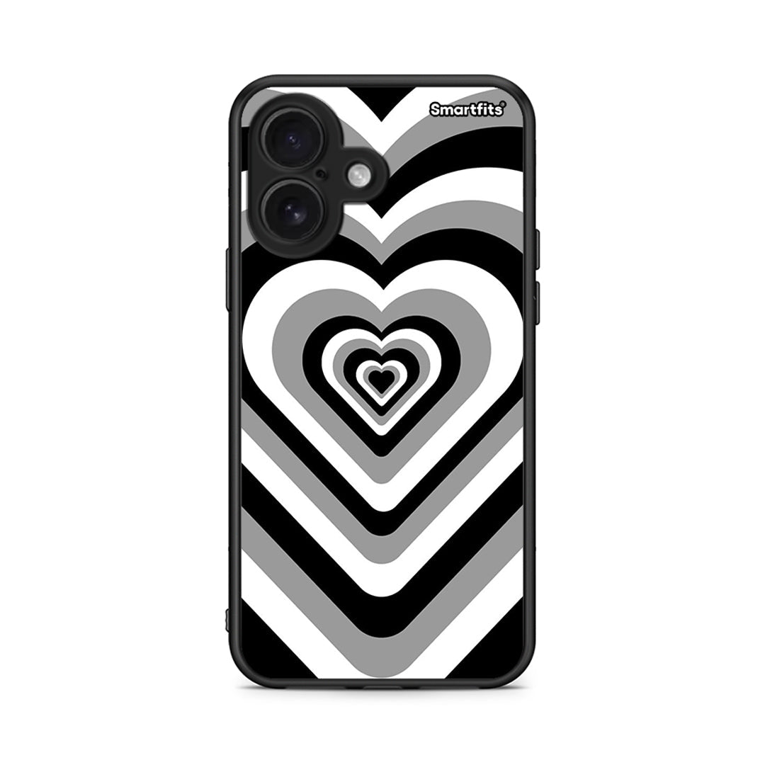 iPhone 16 Black Hearts θήκη από τη Smartfits με σχέδιο στο πίσω μέρος και μαύρο περίβλημα | Smartphone case with colorful back and black bezels by Smartfits