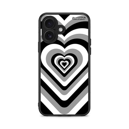 iPhone 16 Black Hearts θήκη από τη Smartfits με σχέδιο στο πίσω μέρος και μαύρο περίβλημα | Smartphone case with colorful back and black bezels by Smartfits