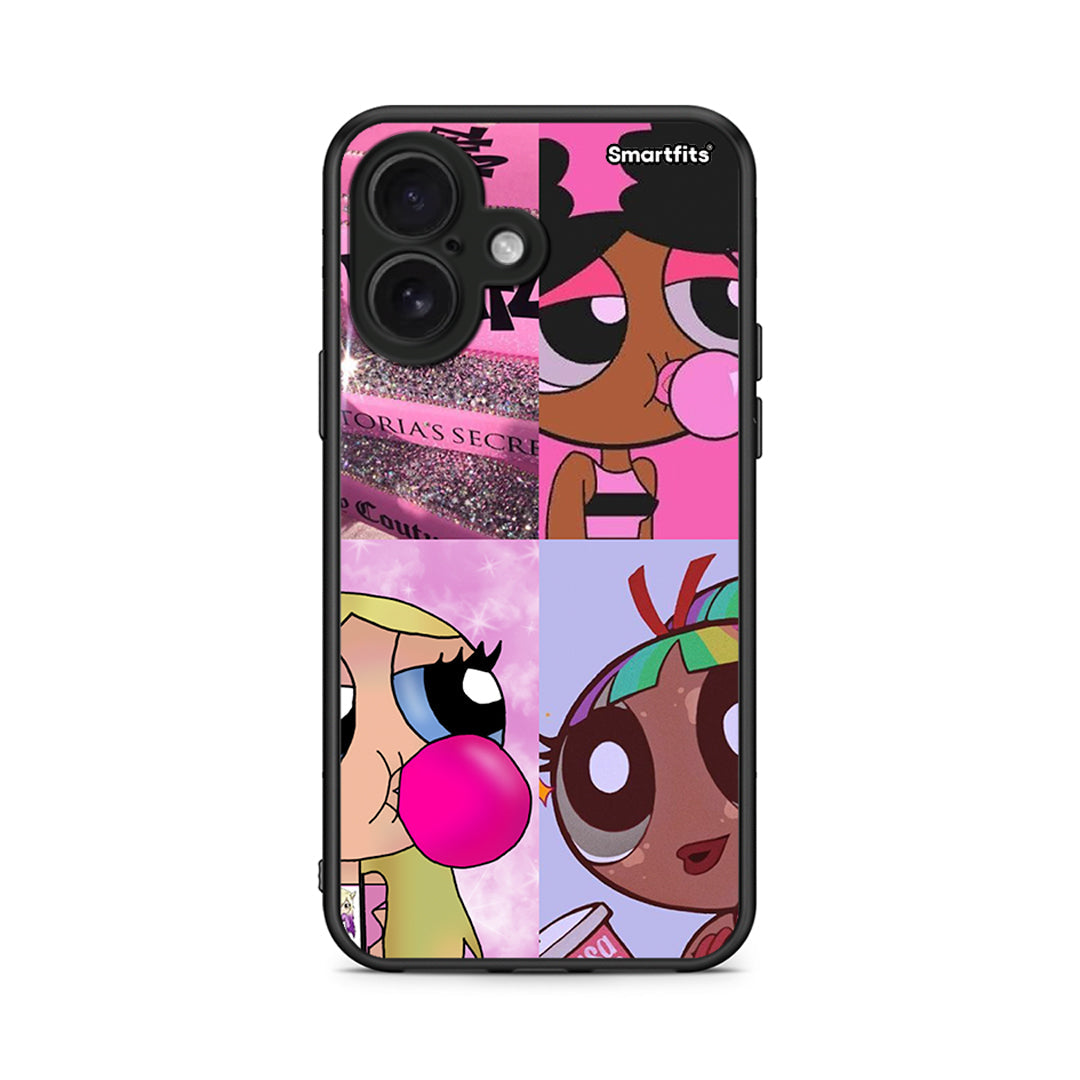 iPhone 16 Bubble Girls Θήκη Αγίου Βαλεντίνου από τη Smartfits με σχέδιο στο πίσω μέρος και μαύρο περίβλημα | Smartphone case with colorful back and black bezels by Smartfits