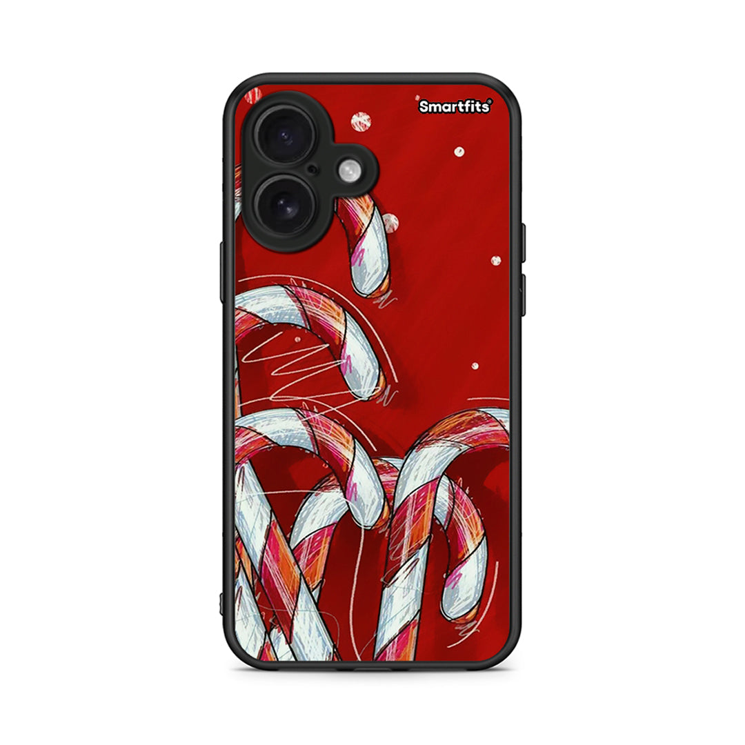 iPhone 16 Candy Cane θήκη από τη Smartfits με σχέδιο στο πίσω μέρος και μαύρο περίβλημα | Smartphone case with colorful back and black bezels by Smartfits