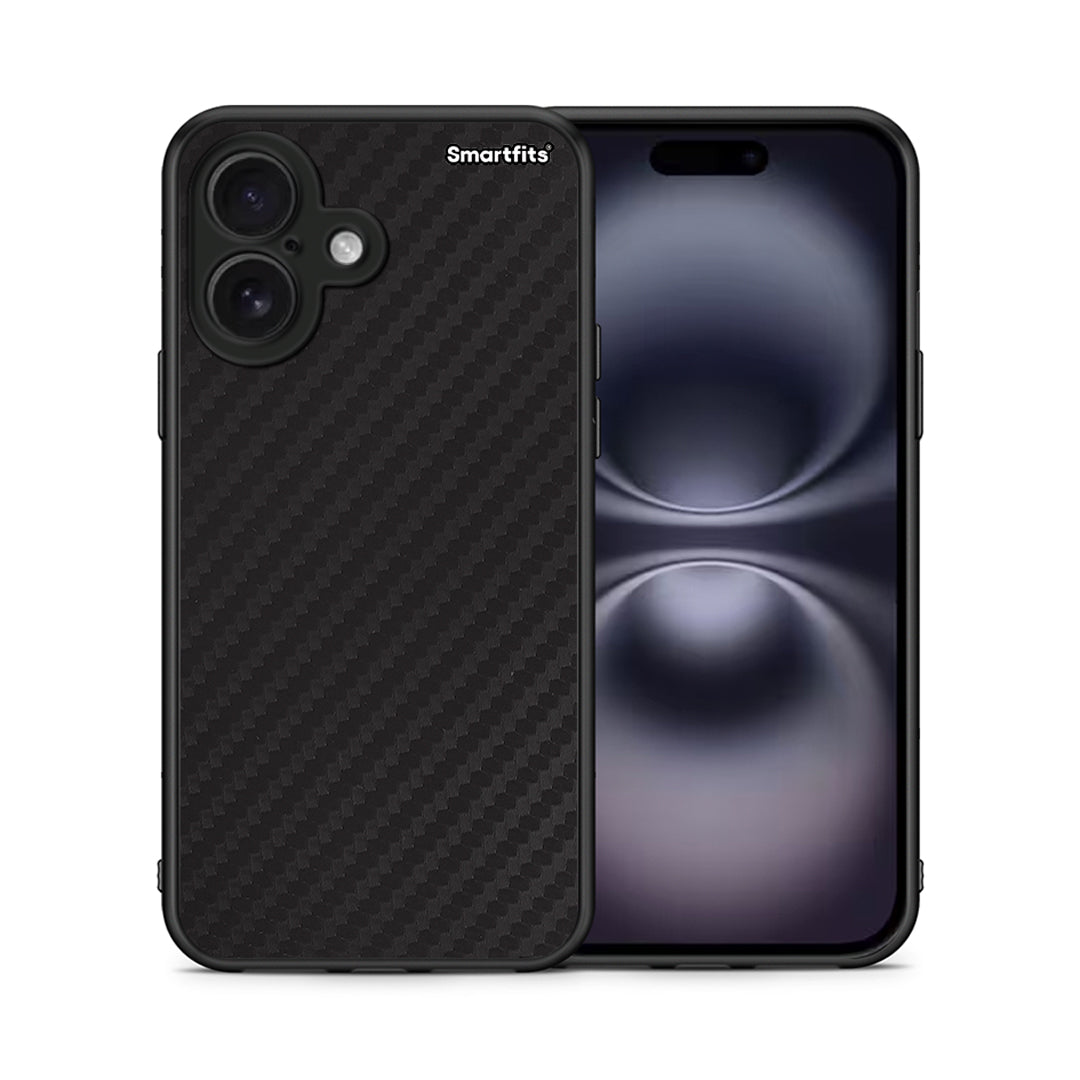 Θήκη iPhone 16 Carbon Black από τη Smartfits με σχέδιο στο πίσω μέρος και μαύρο περίβλημα | iPhone 16 Carbon Black case with colorful back and black bezels