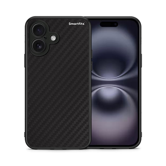 Θήκη iPhone 16 Carbon Black από τη Smartfits με σχέδιο στο πίσω μέρος και μαύρο περίβλημα | iPhone 16 Carbon Black case with colorful back and black bezels