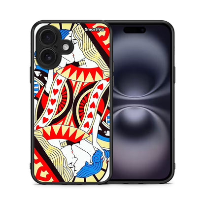 Θήκη iPhone 16 Card Love από τη Smartfits με σχέδιο στο πίσω μέρος και μαύρο περίβλημα | iPhone 16 Card Love case with colorful back and black bezels