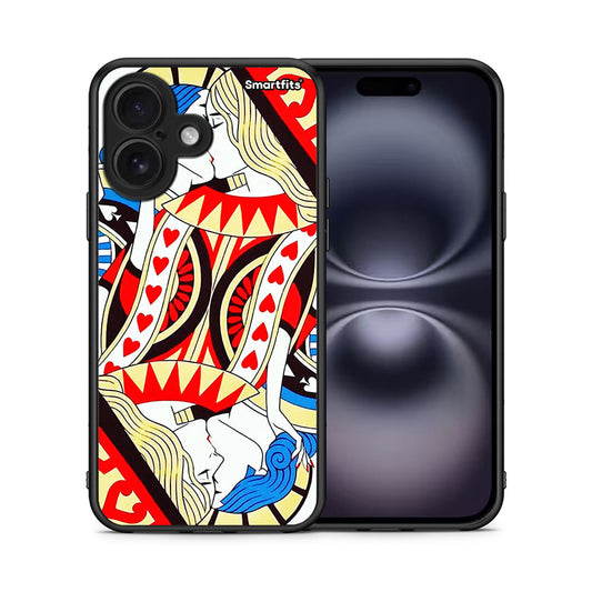 Θήκη iPhone 16 Card Love από τη Smartfits με σχέδιο στο πίσω μέρος και μαύρο περίβλημα | iPhone 16 Card Love case with colorful back and black bezels