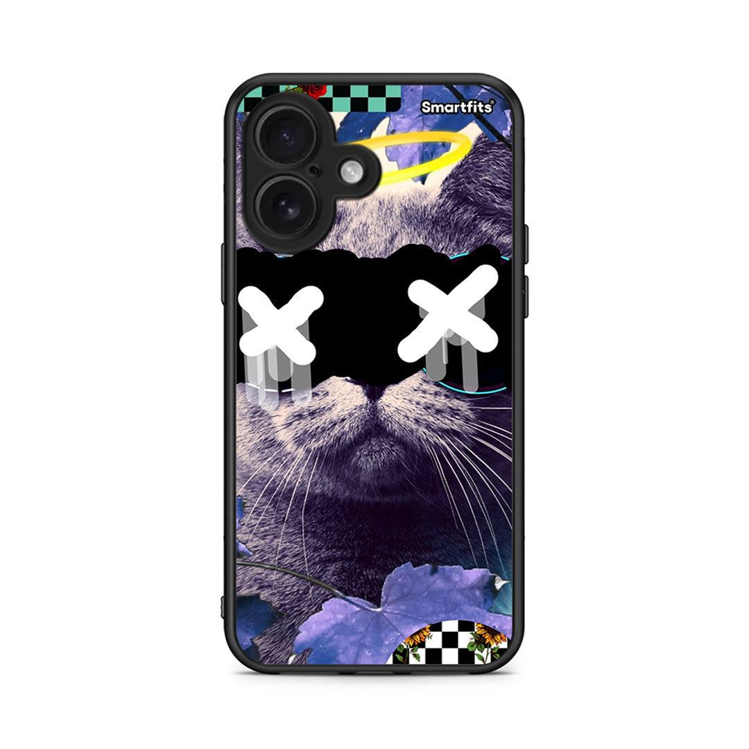 iPhone 16 Cat Collage θήκη από τη Smartfits με σχέδιο στο πίσω μέρος και μαύρο περίβλημα | Smartphone case with colorful back and black bezels by Smartfits