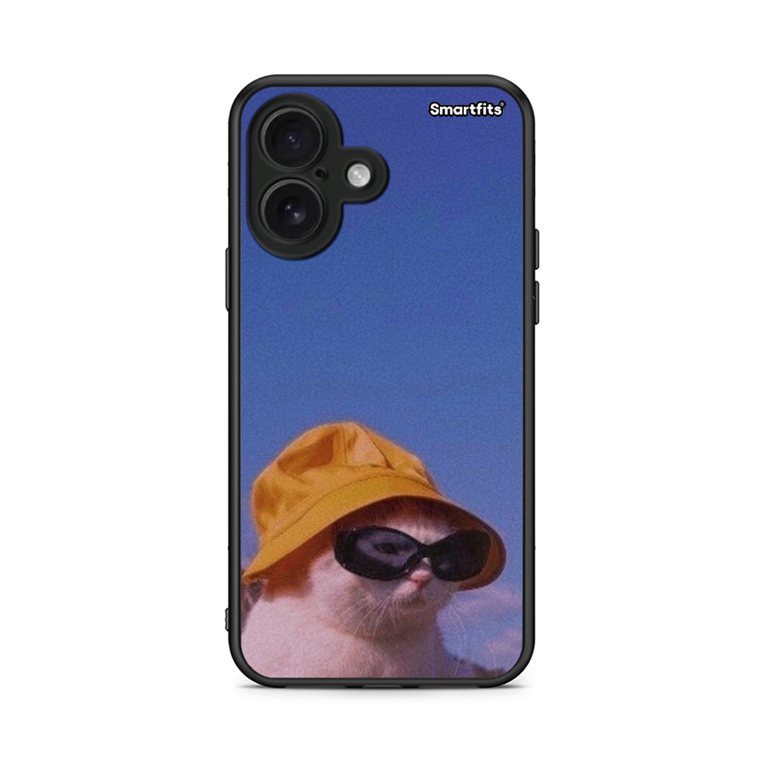 iPhone 16 Cat Diva θήκη από τη Smartfits με σχέδιο στο πίσω μέρος και μαύρο περίβλημα | Smartphone case with colorful back and black bezels by Smartfits