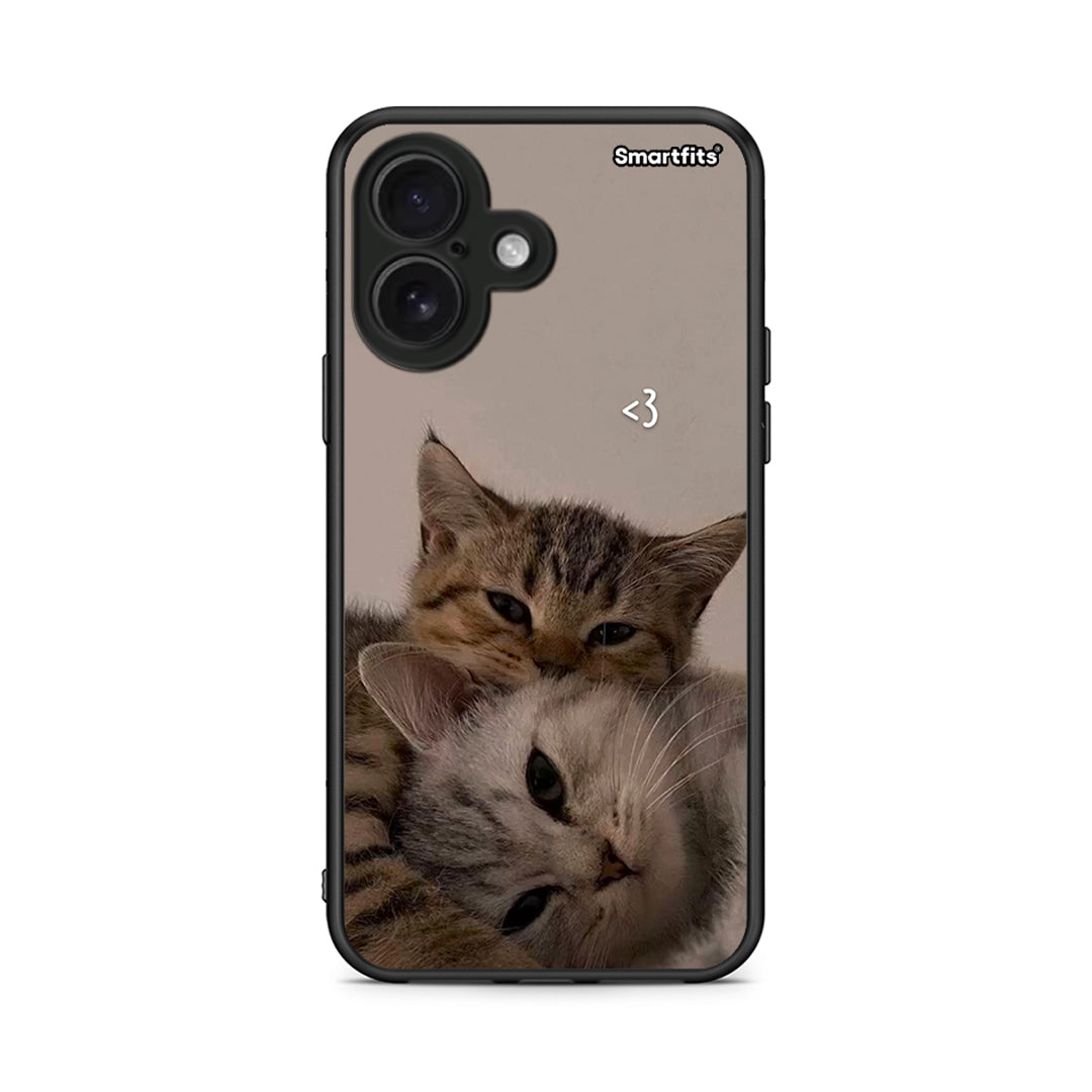 iPhone 16 Cats In Love Θήκη από τη Smartfits με σχέδιο στο πίσω μέρος και μαύρο περίβλημα | Smartphone case with colorful back and black bezels by Smartfits