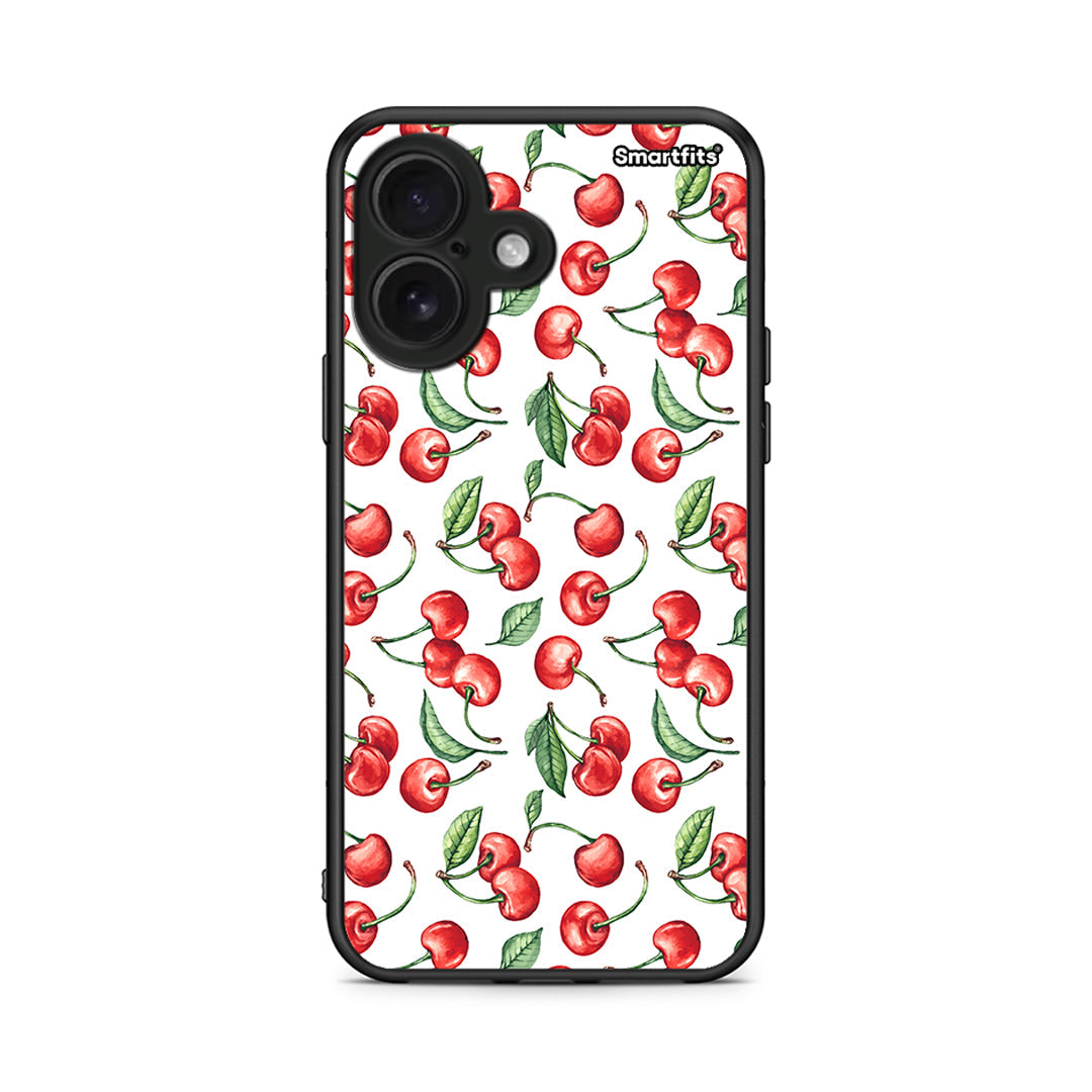 iPhone 16 Cherry Summer θήκη από τη Smartfits με σχέδιο στο πίσω μέρος και μαύρο περίβλημα | Smartphone case with colorful back and black bezels by Smartfits