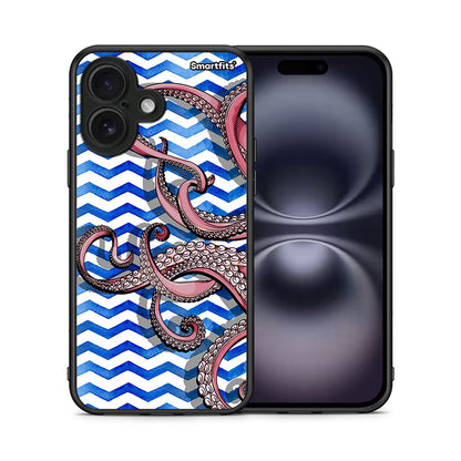 Θήκη iPhone 16 Chevron Devilfish από τη Smartfits με σχέδιο στο πίσω μέρος και μαύρο περίβλημα | iPhone 16 Chevron Devilfish case with colorful back and black bezels
