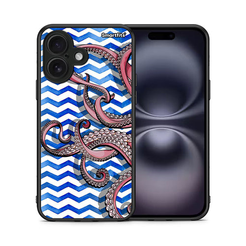 Θήκη iPhone 16 Chevron Devilfish από τη Smartfits με σχέδιο στο πίσω μέρος και μαύρο περίβλημα | iPhone 16 Chevron Devilfish case with colorful back and black bezels