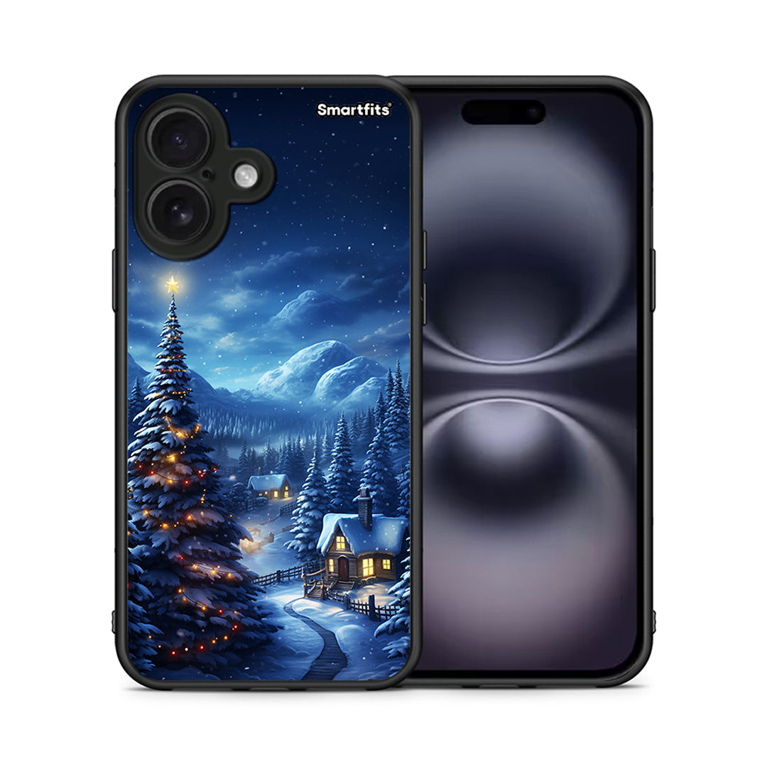 Θήκη iPhone 16 Christmas Scenery από τη Smartfits με σχέδιο στο πίσω μέρος και μαύρο περίβλημα | iPhone 16 Christmas Scenery case with colorful back and black bezels