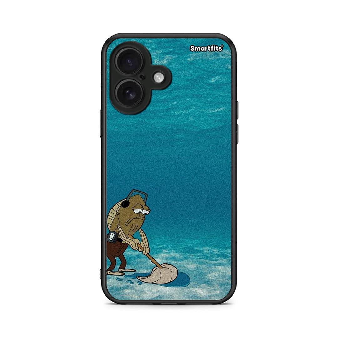 iPhone 16 Clean The Ocean Θήκη από τη Smartfits με σχέδιο στο πίσω μέρος και μαύρο περίβλημα | Smartphone case with colorful back and black bezels by Smartfits