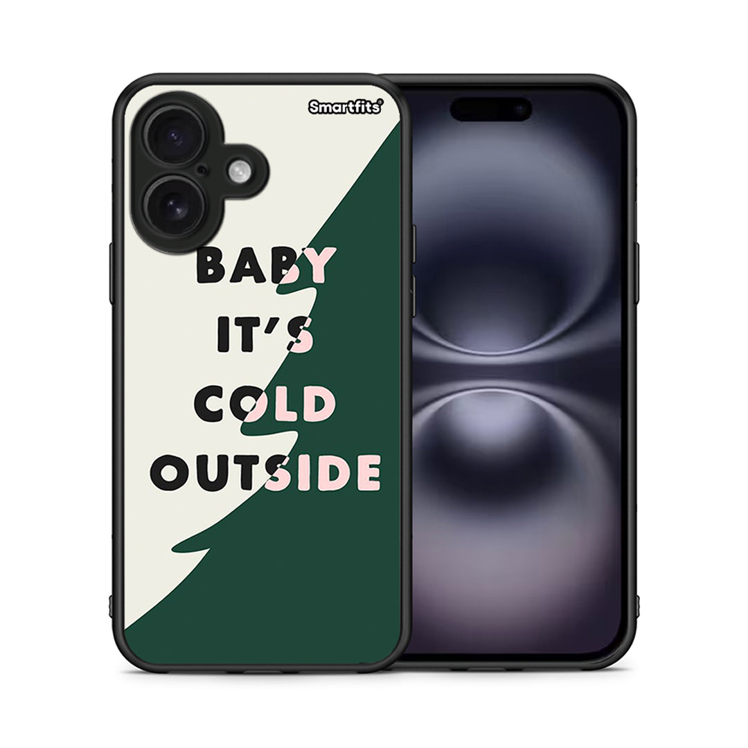 Θήκη iPhone 16 Cold Outside από τη Smartfits με σχέδιο στο πίσω μέρος και μαύρο περίβλημα | iPhone 16 Cold Outside case with colorful back and black bezels