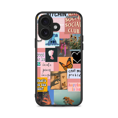 iPhone 16 Collage Bitchin Θήκη Αγίου Βαλεντίνου από τη Smartfits με σχέδιο στο πίσω μέρος και μαύρο περίβλημα | Smartphone case with colorful back and black bezels by Smartfits