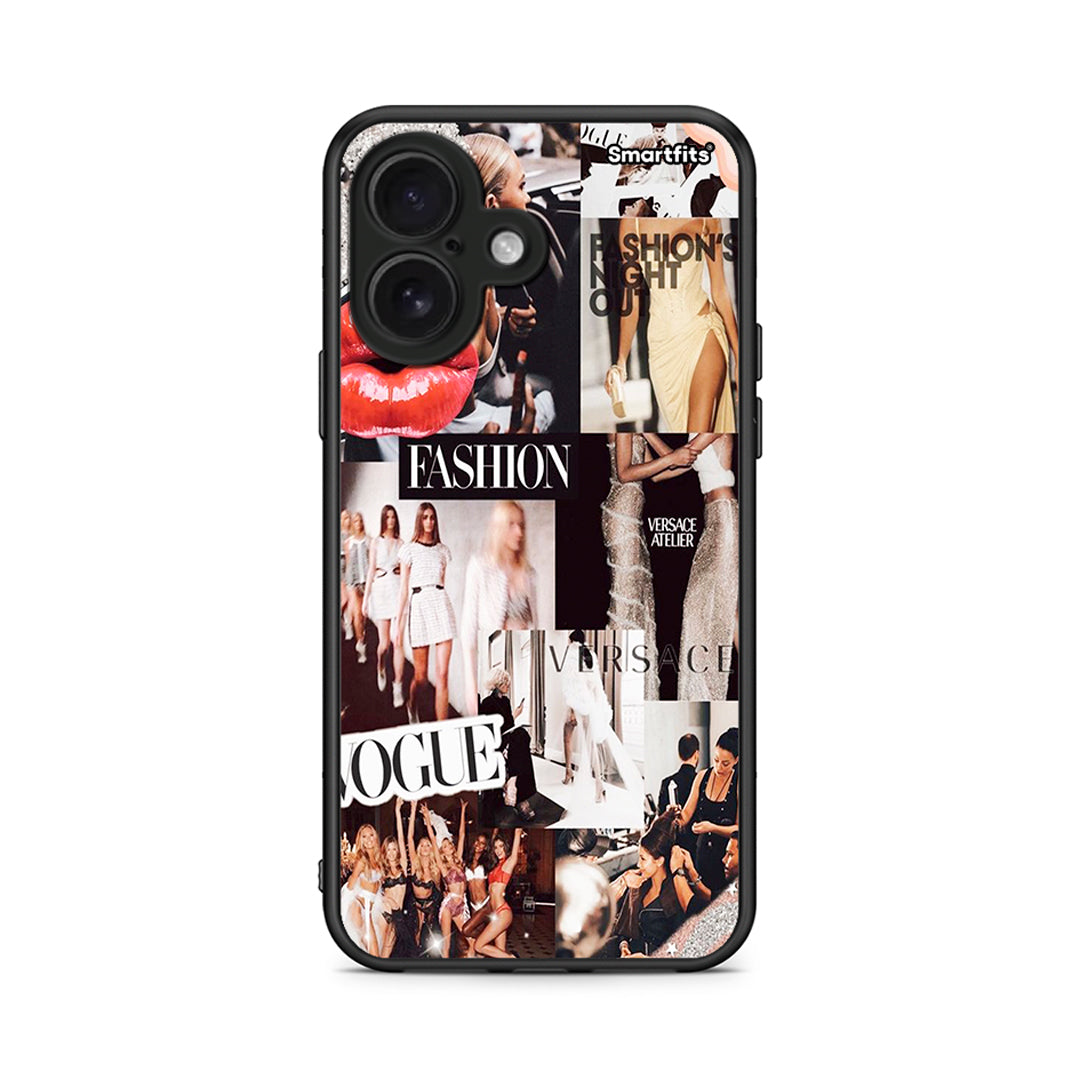 iPhone 16 Collage Fashion Θήκη Αγίου Βαλεντίνου από τη Smartfits με σχέδιο στο πίσω μέρος και μαύρο περίβλημα | Smartphone case with colorful back and black bezels by Smartfits
