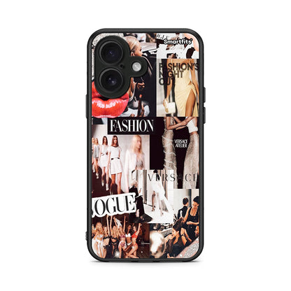 iPhone 16 Collage Fashion Θήκη Αγίου Βαλεντίνου από τη Smartfits με σχέδιο στο πίσω μέρος και μαύρο περίβλημα | Smartphone case with colorful back and black bezels by Smartfits