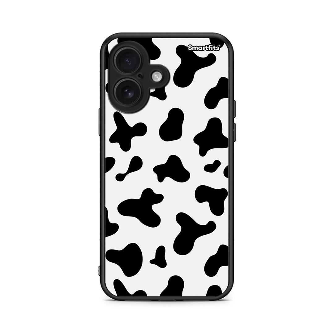 iPhone 16 Cow Print θήκη από τη Smartfits με σχέδιο στο πίσω μέρος και μαύρο περίβλημα | Smartphone case with colorful back and black bezels by Smartfits
