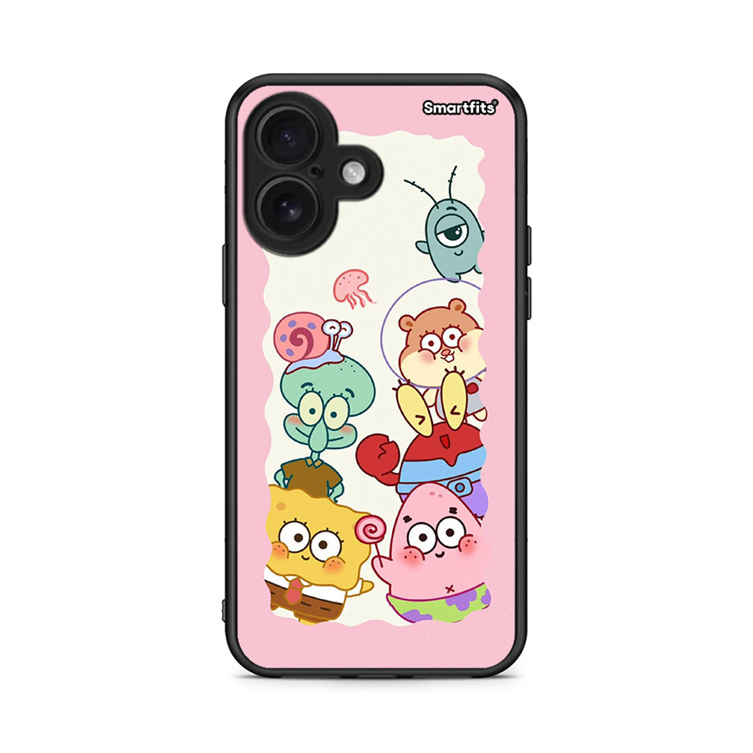 iPhone 16 Cute Companion θήκη από τη Smartfits με σχέδιο στο πίσω μέρος και μαύρο περίβλημα | Smartphone case with colorful back and black bezels by Smartfits