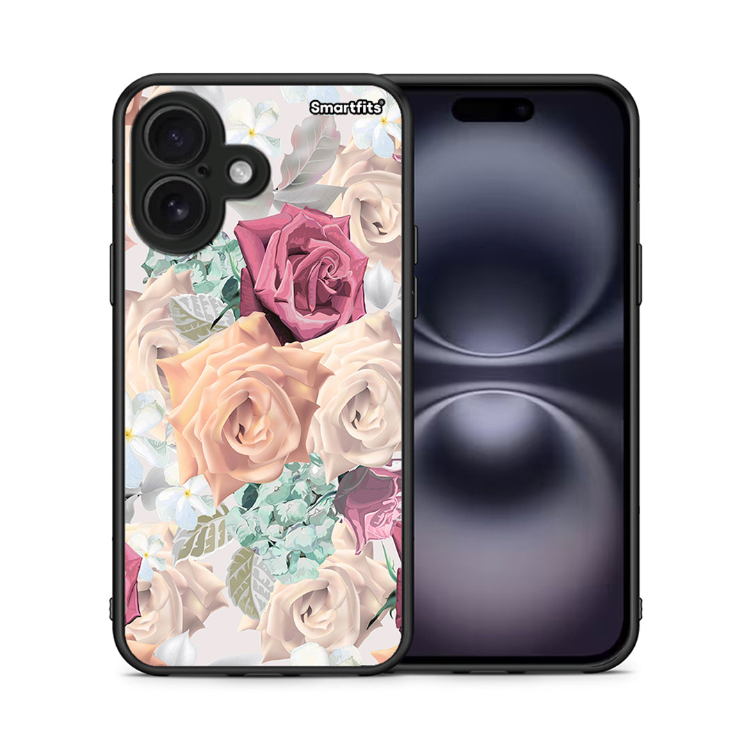 Θήκη iPhone 16 Bouquet Floral από τη Smartfits με σχέδιο στο πίσω μέρος και μαύρο περίβλημα | iPhone 16 Bouquet Floral case with colorful back and black bezels