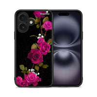 Thumbnail for Θήκη iPhone 16 Red Roses Flower από τη Smartfits με σχέδιο στο πίσω μέρος και μαύρο περίβλημα | iPhone 16 Red Roses Flower case with colorful back and black bezels