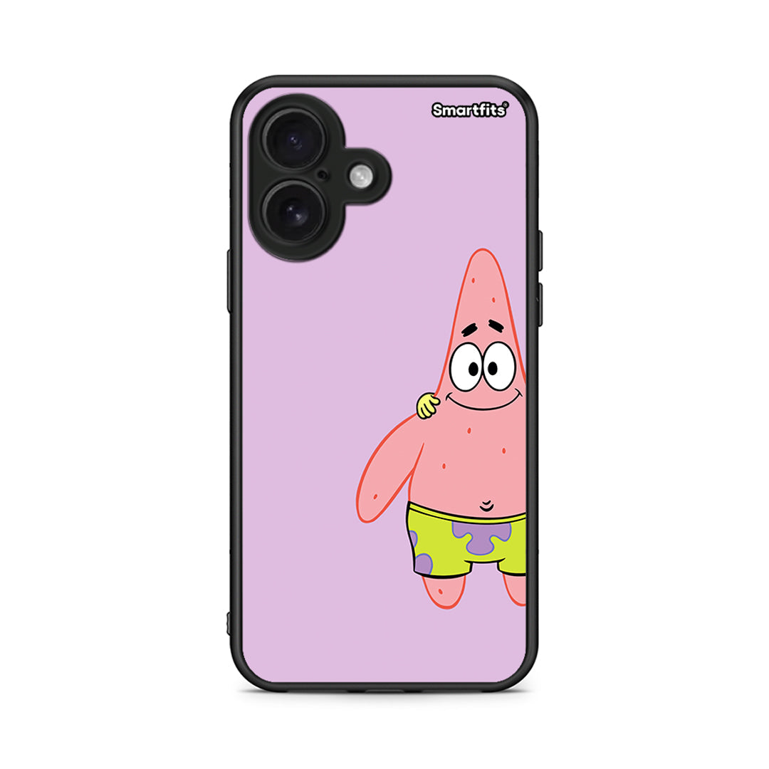 iPhone 16 Friends Patrick θήκη από τη Smartfits με σχέδιο στο πίσω μέρος και μαύρο περίβλημα | Smartphone case with colorful back and black bezels by Smartfits
