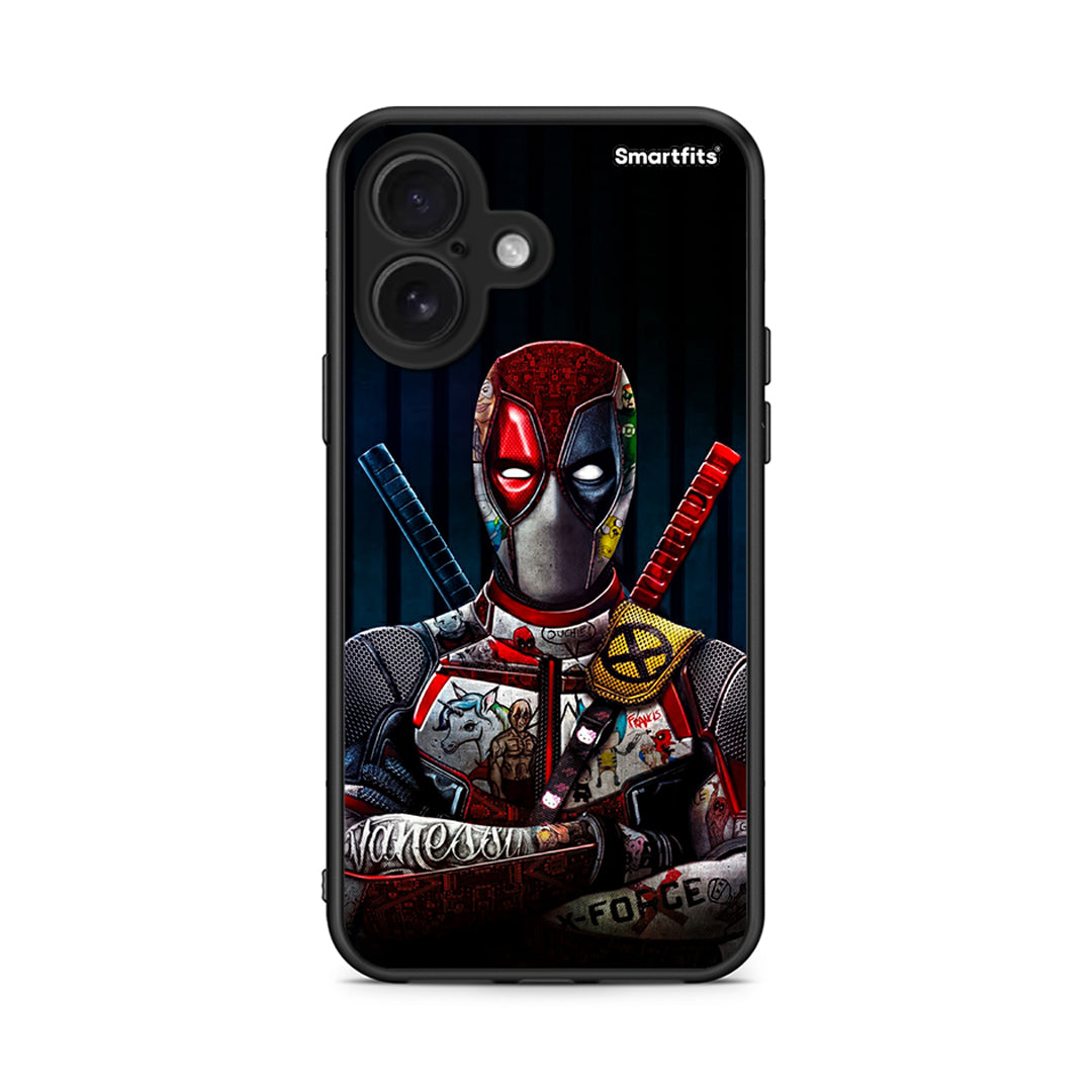 iPhone 16 Funny Guy θήκη από τη Smartfits με σχέδιο στο πίσω μέρος και μαύρο περίβλημα | Smartphone case with colorful back and black bezels by Smartfits