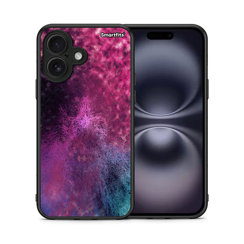 Θήκη iPhone 16 Aurora Galaxy από τη Smartfits με σχέδιο στο πίσω μέρος και μαύρο περίβλημα | iPhone 16 Aurora Galaxy case with colorful back and black bezels