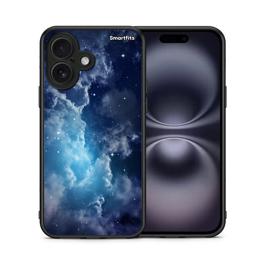 Θήκη iPhone 16 Blue Sky Galaxy από τη Smartfits με σχέδιο στο πίσω μέρος και μαύρο περίβλημα | iPhone 16 Blue Sky Galaxy case with colorful back and black bezels
