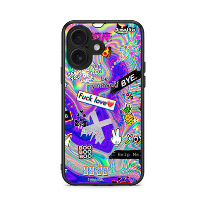 iPhone 16 Game Over θήκη από τη Smartfits με σχέδιο στο πίσω μέρος και μαύρο περίβλημα | Smartphone case with colorful back and black bezels by Smartfits