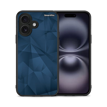 Θήκη iPhone 16 Blue Abstract Geometric από τη Smartfits με σχέδιο στο πίσω μέρος και μαύρο περίβλημα | iPhone 16 Blue Abstract Geometric case with colorful back and black bezels