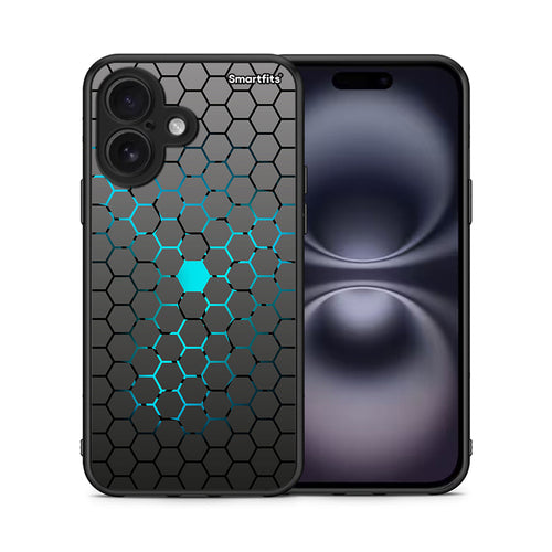 Θήκη iPhone 16 Hexagonal Geometric από τη Smartfits με σχέδιο στο πίσω μέρος και μαύρο περίβλημα | iPhone 16 Hexagonal Geometric case with colorful back and black bezels