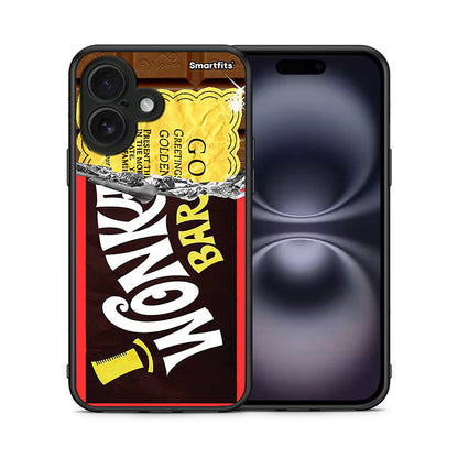 Θήκη iPhone 16 Golden Ticket από τη Smartfits με σχέδιο στο πίσω μέρος και μαύρο περίβλημα | iPhone 16 Golden Ticket case with colorful back and black bezels