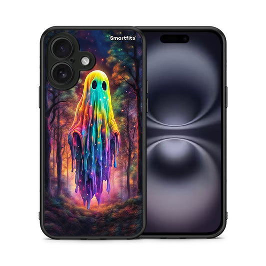 Θήκη iPhone 16 Halloween Ghost από τη Smartfits με σχέδιο στο πίσω μέρος και μαύρο περίβλημα | iPhone 16 Halloween Ghost case with colorful back and black bezels