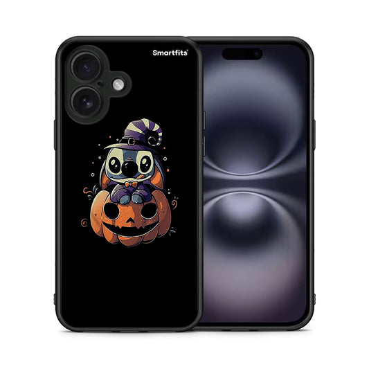 Θήκη iPhone 16 Halloween Stitch από τη Smartfits με σχέδιο στο πίσω μέρος και μαύρο περίβλημα | iPhone 16 Halloween Stitch case with colorful back and black bezels