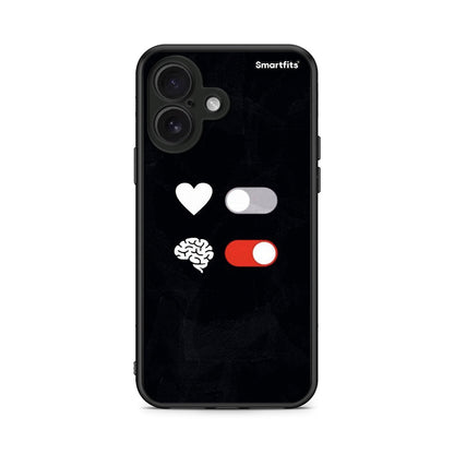 iPhone 16 Heart Vs Brain Θήκη Αγίου Βαλεντίνου από τη Smartfits με σχέδιο στο πίσω μέρος και μαύρο περίβλημα | Smartphone case with colorful back and black bezels by Smartfits