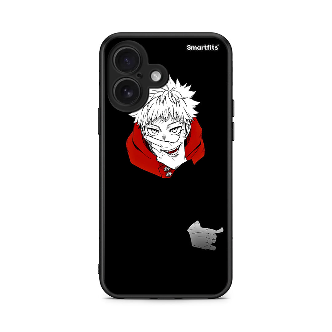 iPhone 16 Itadori Anime θήκη από τη Smartfits με σχέδιο στο πίσω μέρος και μαύρο περίβλημα | Smartphone case with colorful back and black bezels by Smartfits
