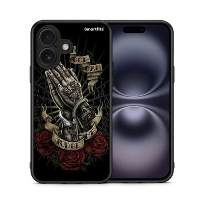 Θήκη iPhone 16 Judge By God από τη Smartfits με σχέδιο στο πίσω μέρος και μαύρο περίβλημα | iPhone 16 Judge By God case with colorful back and black bezels