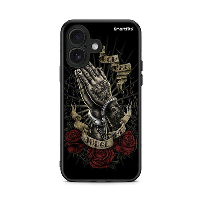 iPhone 16 Judge By God θήκη από τη Smartfits με σχέδιο στο πίσω μέρος και μαύρο περίβλημα | Smartphone case with colorful back and black bezels by Smartfits