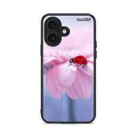 Thumbnail for iPhone 16 Ladybug Flower θήκη από τη Smartfits με σχέδιο στο πίσω μέρος και μαύρο περίβλημα | Smartphone case with colorful back and black bezels by Smartfits