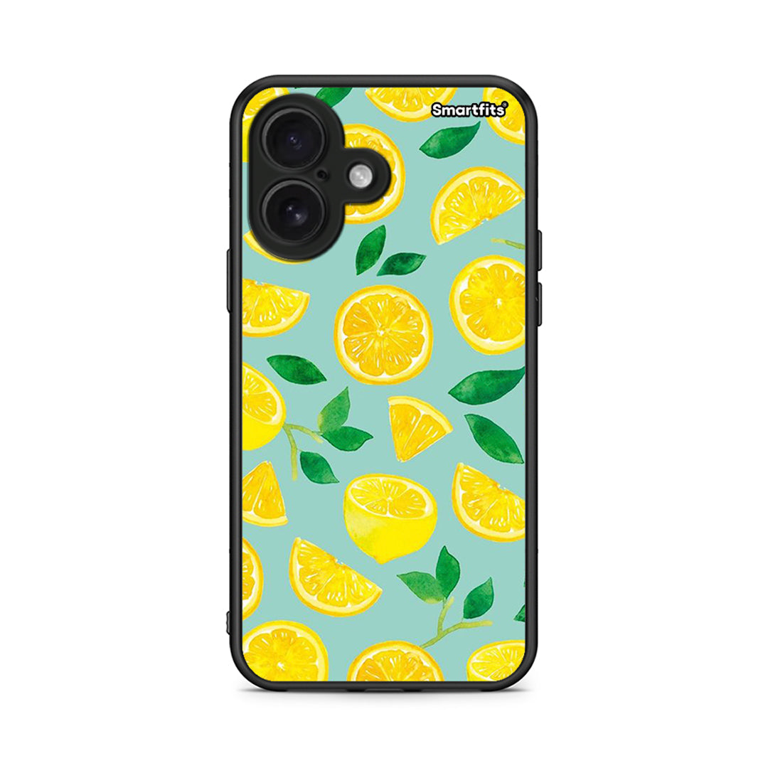 iPhone 16 Lemons θήκη από τη Smartfits με σχέδιο στο πίσω μέρος και μαύρο περίβλημα | Smartphone case with colorful back and black bezels by Smartfits