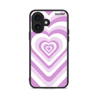 iPhone 16 Lilac Hearts θήκη από τη Smartfits με σχέδιο στο πίσω μέρος και μαύρο περίβλημα | Smartphone case with colorful back and black bezels by Smartfits