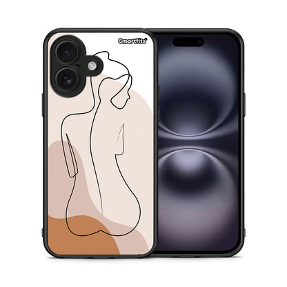 Θήκη iPhone 16 LineArt Woman από τη Smartfits με σχέδιο στο πίσω μέρος και μαύρο περίβλημα | iPhone 16 LineArt Woman case with colorful back and black bezels