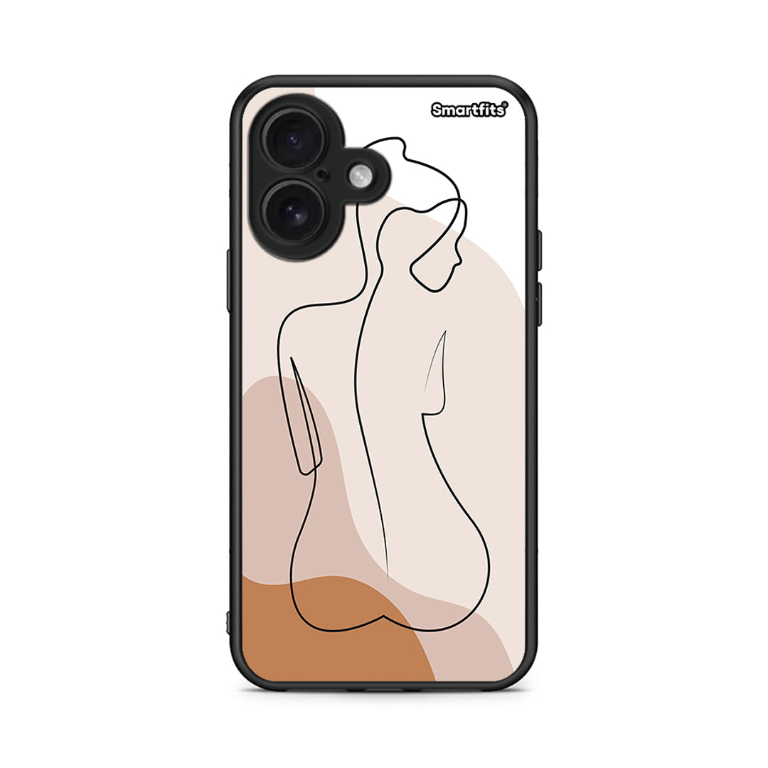 iPhone 16 LineArt Woman θήκη από τη Smartfits με σχέδιο στο πίσω μέρος και μαύρο περίβλημα | Smartphone case with colorful back and black bezels by Smartfits